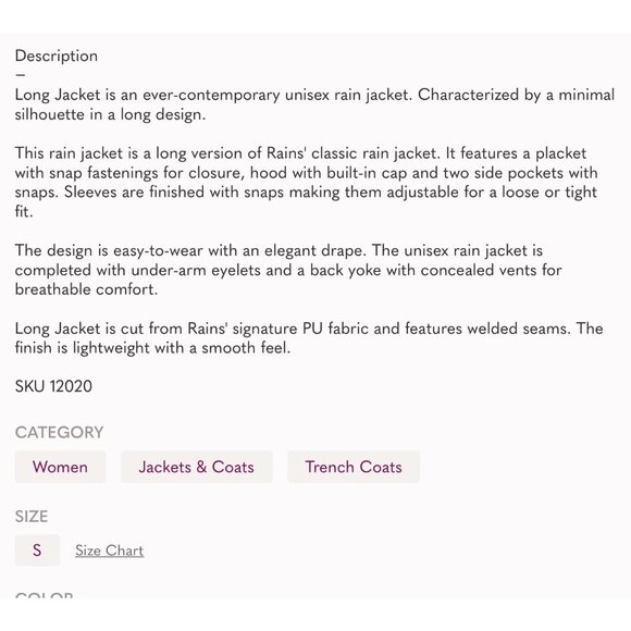 Rains NWT Veste Longer Rain Jacket Sz Large Unisex Womens Straw Yellow Hooded Lo - Picture 14 of 14